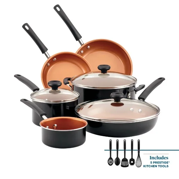 

Farberware 14 Piece Easy Clean Pro Ceramic Nonstick Pots and Pans Set, Black