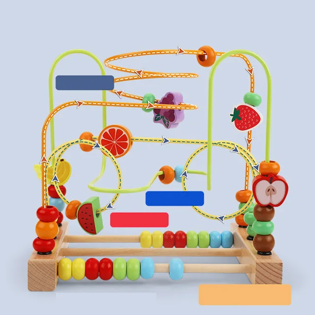 Montessori Baby Toys Wooden Roller Coaster Bead Maze Toddler Early Learning Educational Puzzle Math Toy for Children 1 2 3 Years 5