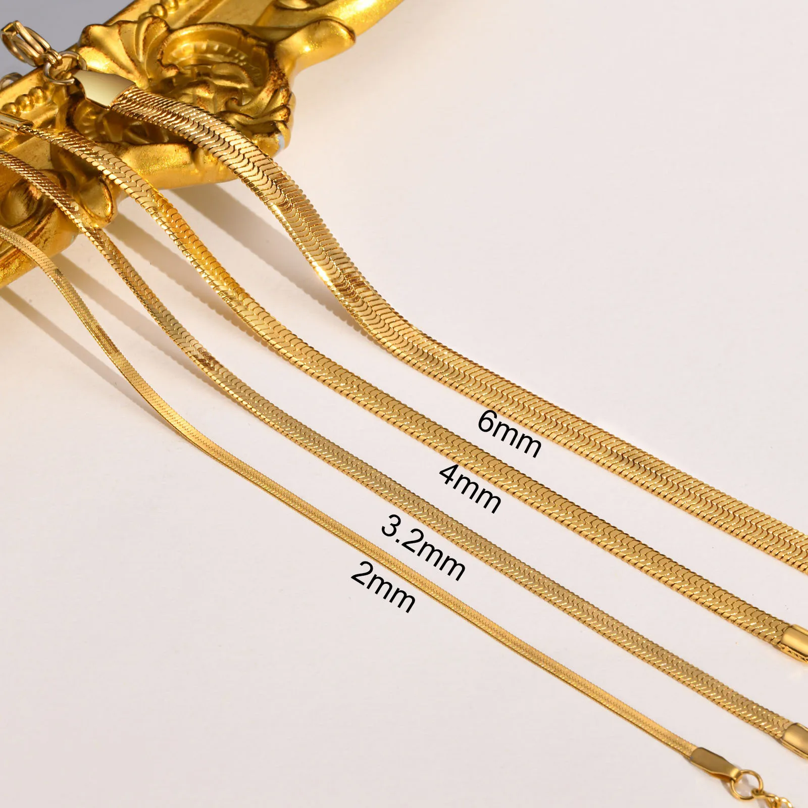 Planetys – Catena A Maglia Serpente In Argento 925 Placcato Oro 18kt, Larghezza 2 Mm, Lunghezze 40-70 Cm, Unisex