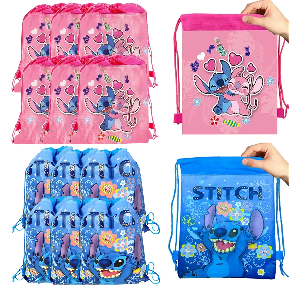 

Lilo&Stitch Anime Nonwoven Drawstring Bag Stitch Party Decorations Gift Bag for Kid Birthday Party Baby Shower Supplies Gifts