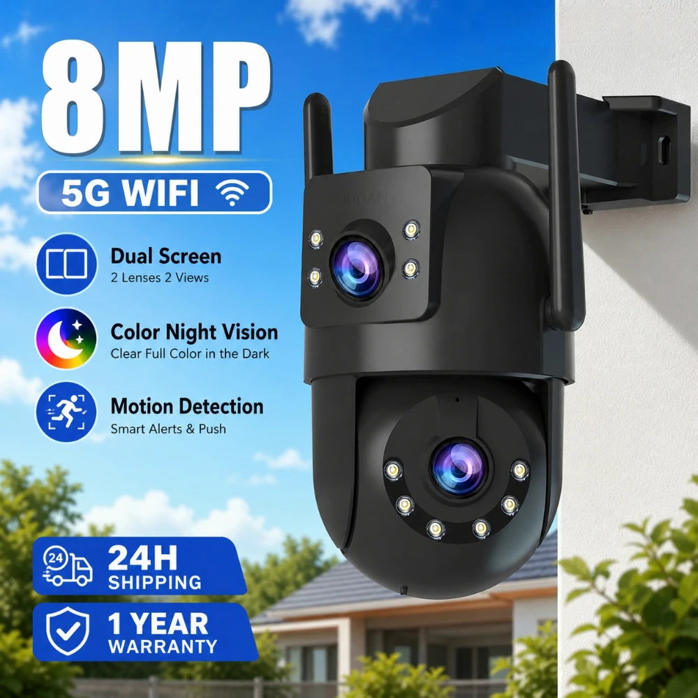 Caméra de surveillance extérieure Jooah 4K 8MP avec double objectif, Wifi 5G, IP HD, vision nocturne couleur, caméras de sécurité domestique CCTV 1