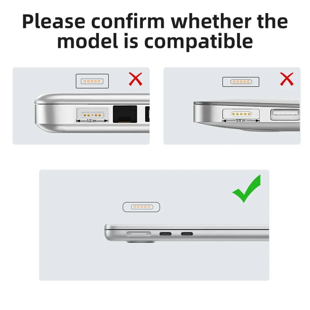 100W Replaceable Magnetic 3 Adapter with LED Indicator PD3.1 Fast Charging Converter 5A 20V for MacBook Air/for MacBook Pro