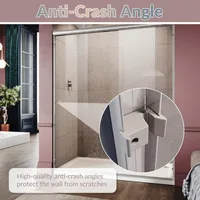 Shower Door 58.5-60" W X 72" H, 1/4" Clear Glass, Brushed Nickel Finish, Semi-Frameless Bypass Sliding Shower Doors 2