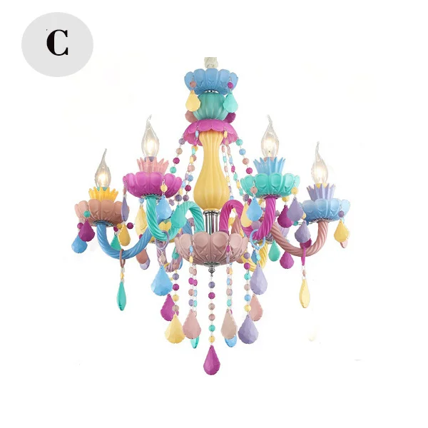 white chandelier Colorful crystal chandelier pink, green, purple, red, blue living room bedroom dining room girl children's room chandelier small chandeliers Chandeliers