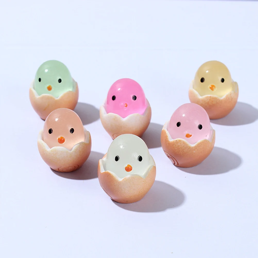 

1Pcs Luminous Chicken Figures Fairy Garden Micro Landscape Ornament Glowing In Dark Miniature Flower Potted Decor