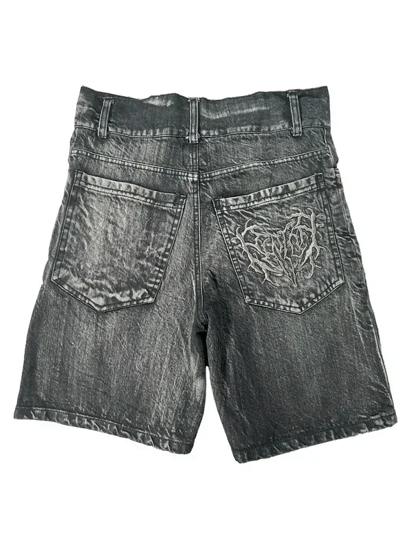 Denim Shorts American Retro Y2K Antique Patchwork for Men And Women
