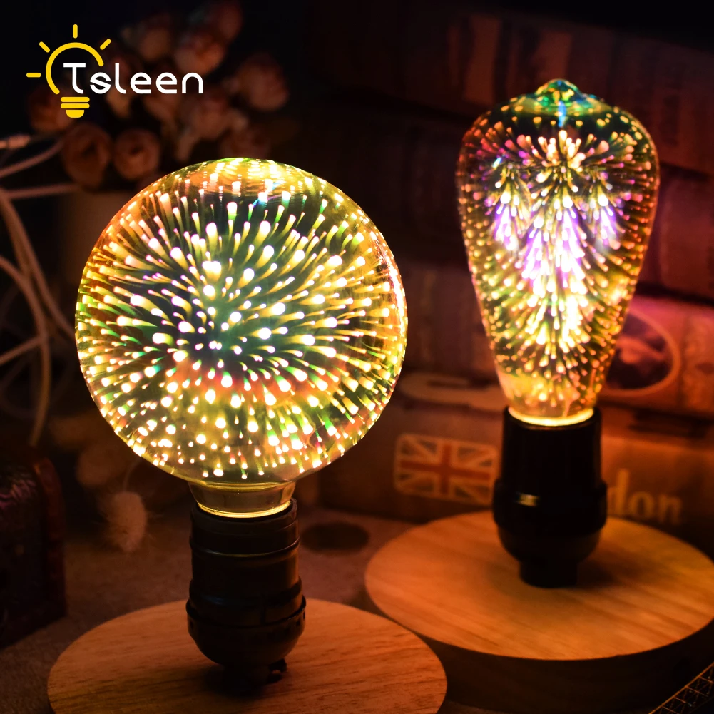 Van toepassing Bourgeon Laatste Led Gloeilamp 3D Decoratie Lamp Vuurwerk 110 220V ST64 G95 G80 A60 Fles  Hart E27 Vakantie Lichten Nieuwigheid kerst Lamp| | - AliExpress