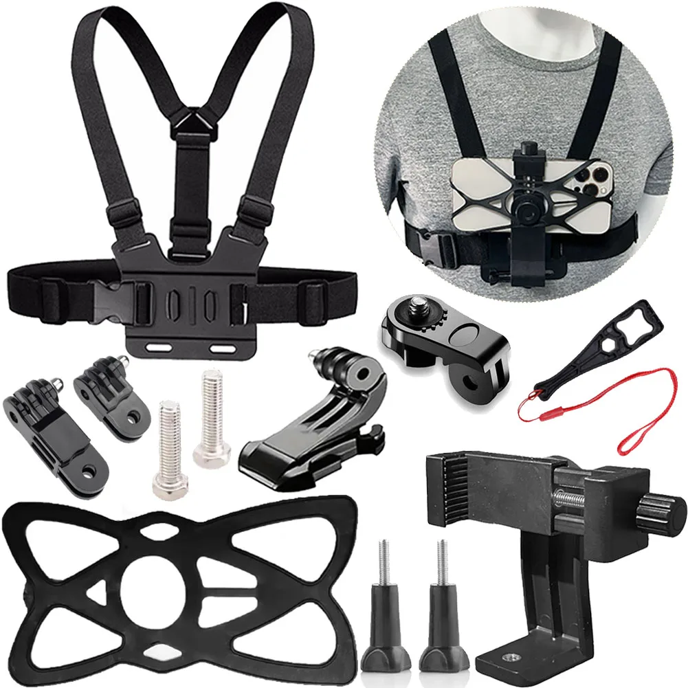 Hands-Free Rotating Phone Mount Chest Strap for Action Cameras & Smartphones