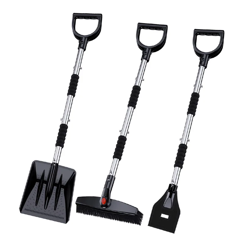 Snow shovel for cars 3-in-1 stainless steel snow shovel removable retractable winter snow deicing tool for cars