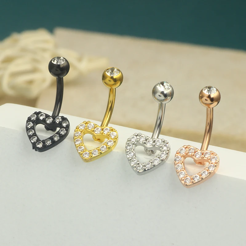 Cute Heart Belly Button Ring Navel Piercing Ring Bunny Belly Button Piercing Ring Rabbit Jewelry Kitty Cartoon Umbilical Pircing