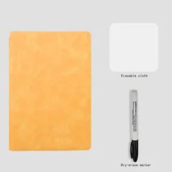 Portable Reusable Whiteboard Notebook Set with Pen and Erasing Cloth - Leather Memo Pad and Weekly Planner (Orange set)