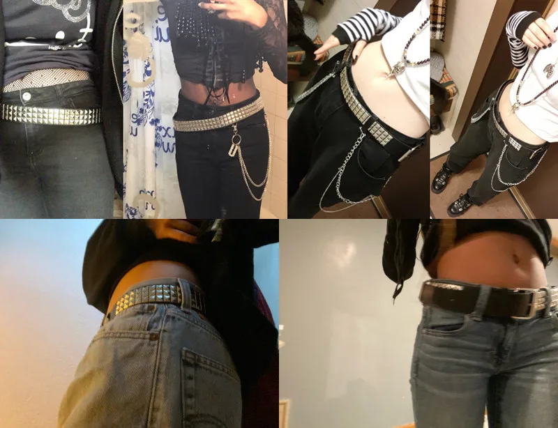 men's belts GAOKE Pyramid Fashion Rivet Belt Men&Women's Studded Belt Punk Rock With Pin Buckle Hardware Jeans Designer Female Waist Belts mens dress belts