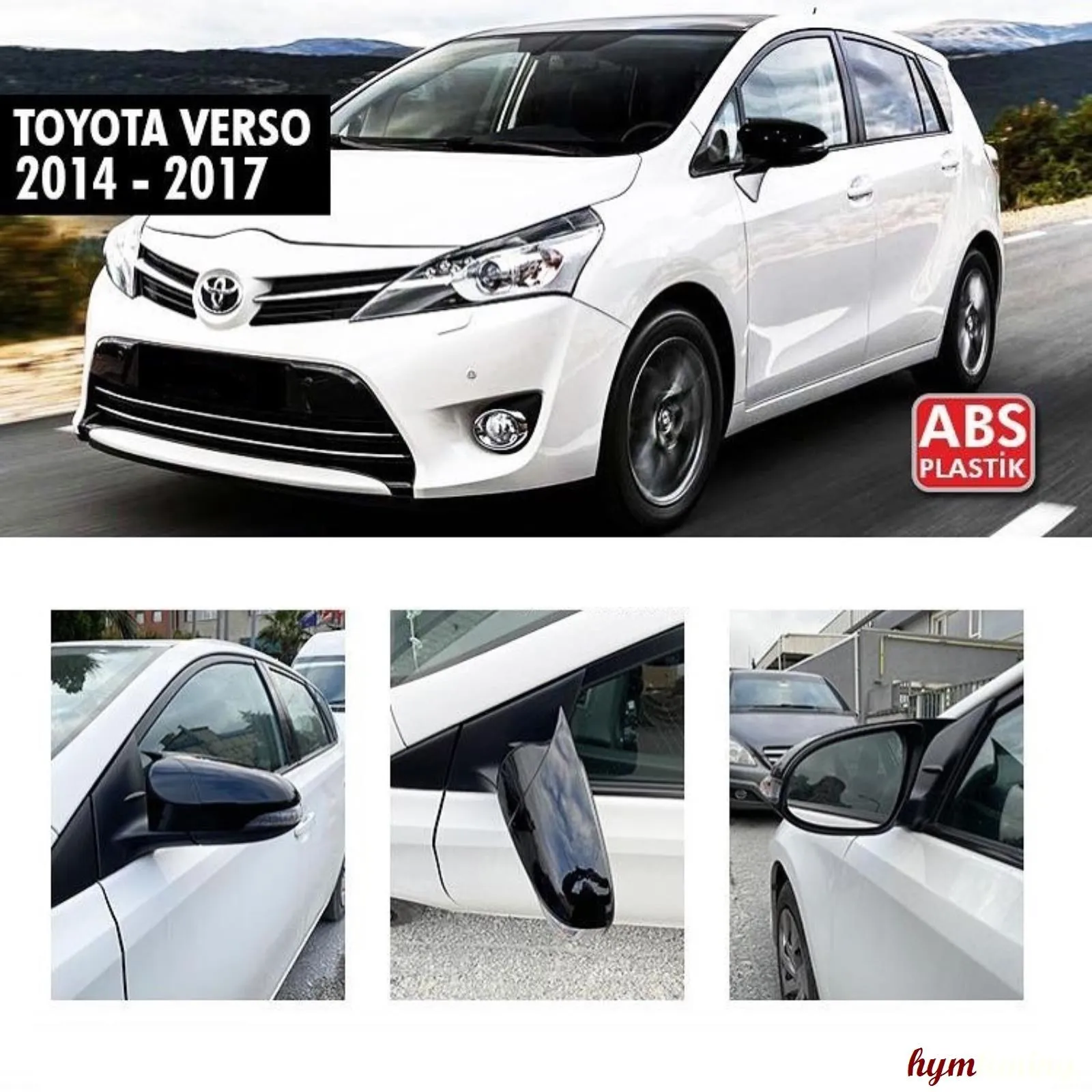 

Bat Style Mirror Cover For Toyota Verso, Glossy Black, Piano Black, Left & Right, High Quality, Verso 2014 2017