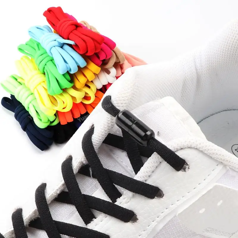 Elastic laces Sneakers No tie Shoe laces Round Shoelaces without ties Quick Shoelace for Shoes Kids Adult One Size fits All Shoe