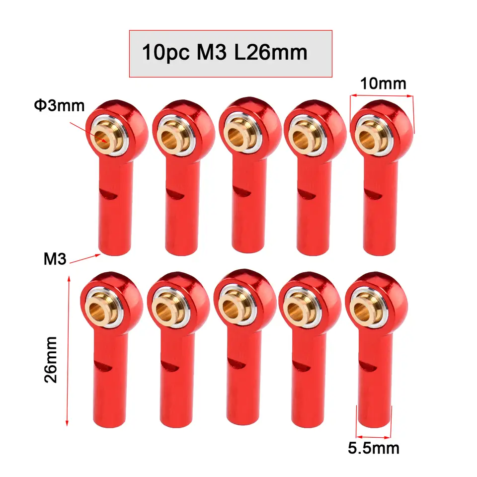10PCS Aluminum Alloy M3 Link Rod End Ball L18mm/20mm/26mm Metal Rod End Ball For Rc Boat Airplane RC Crawler Car Truck Buggy image 13