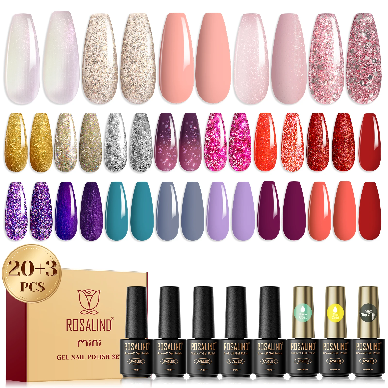 ROSALIND iridescent Nail Polish set Christmas Kits UV Gel For Manicure Soak Off  Nail Polish Kit Varnishes glitter nail polish 2