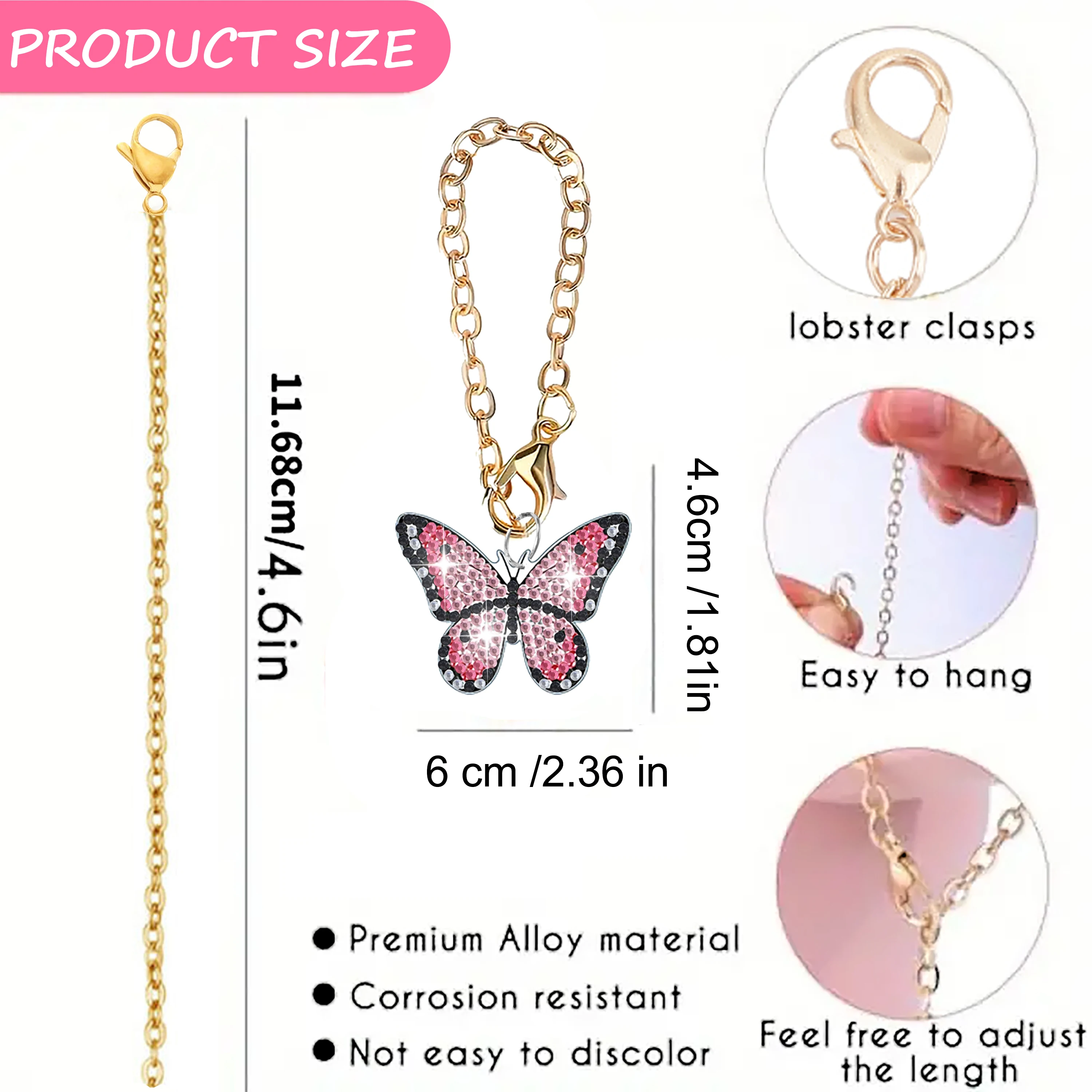 5 Llaveros De Mariposa Con Diamantes De Imitación - Incluye Tarjetas De Felicitación Y Bolsitas De Tela. Regalo Cute Para Mujeres Y Niños.