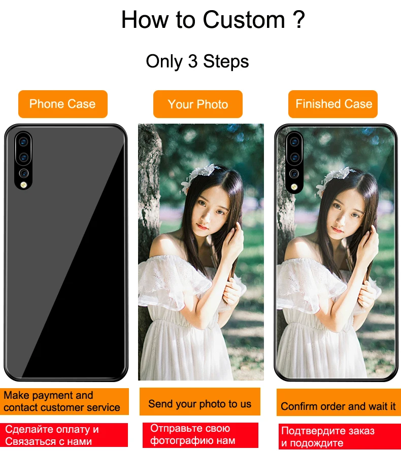 Personalized Tempered Glass Phone Case with DIY Photo Print and Shockproof Bumper