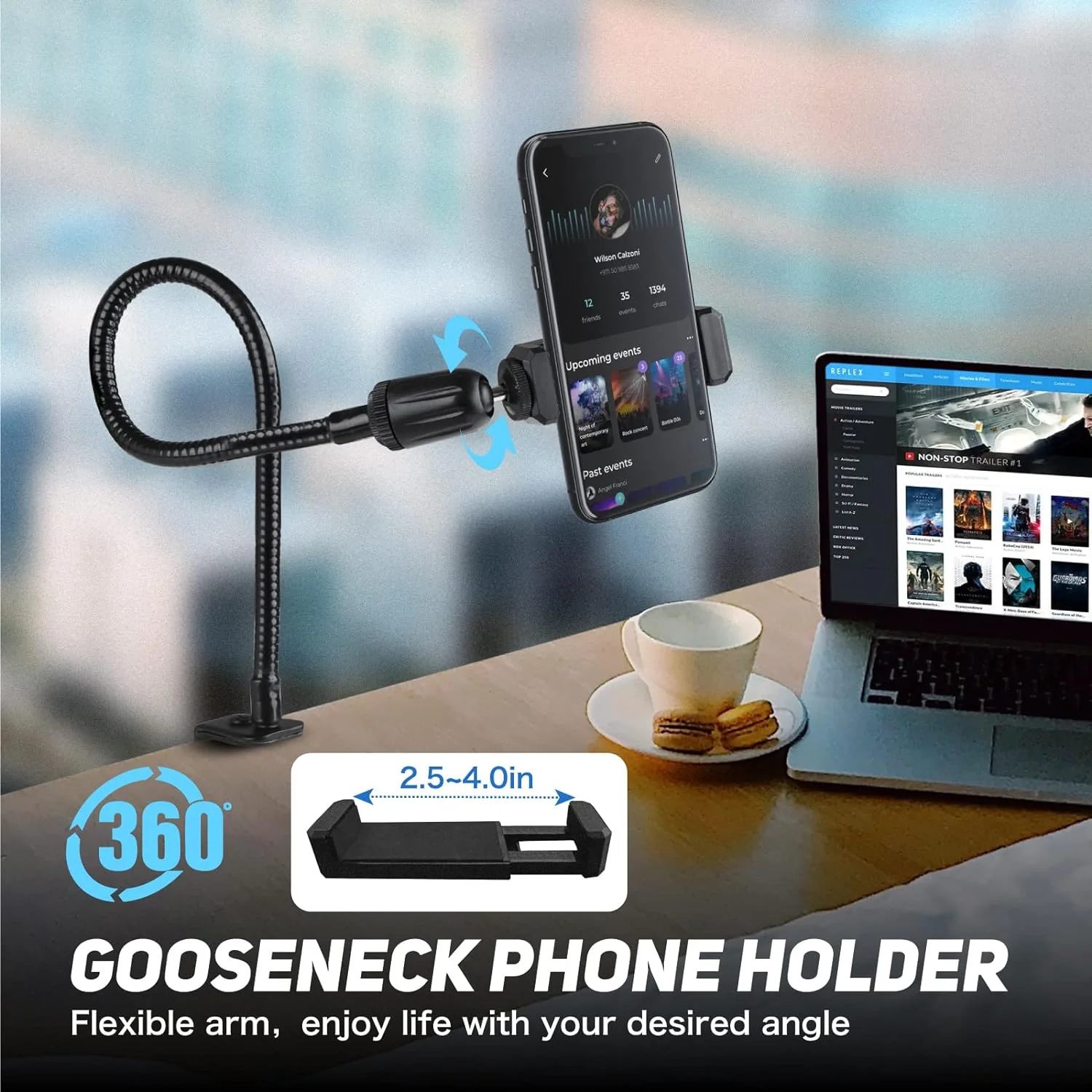 Desktop Microphone Arm Stand Flexible Gooseneck Mic Stand with Phone Holder for Blue Snowball ice SM58 PGA48 Samson A6V K669 microphone stand