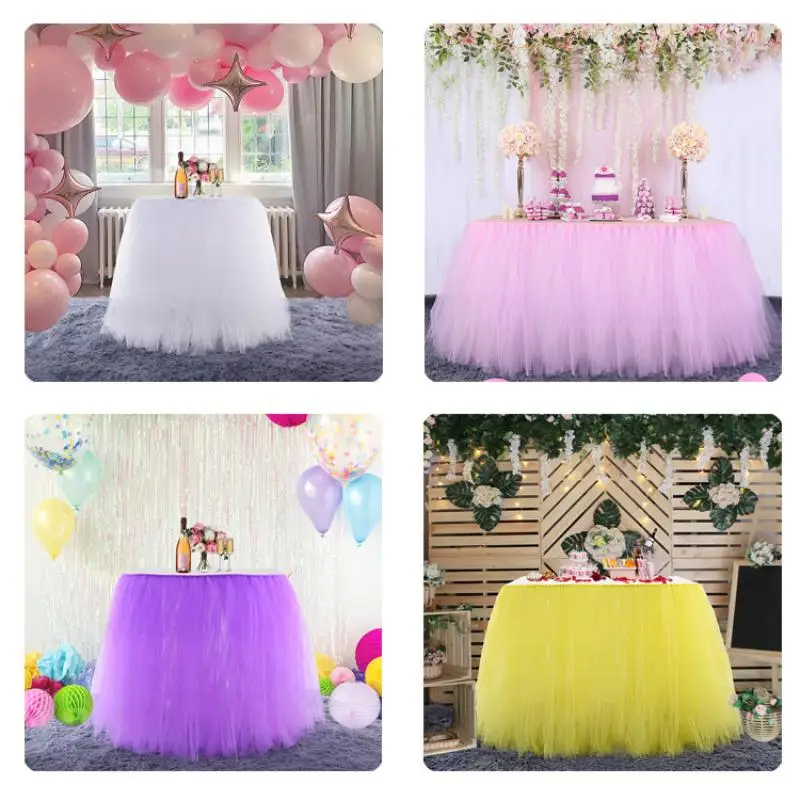 Round and Square Tulle Table Skirt for Kids, Wedding and Party Decor, Conference Dessert, Hotel Supplies for Girls, 100x80cm