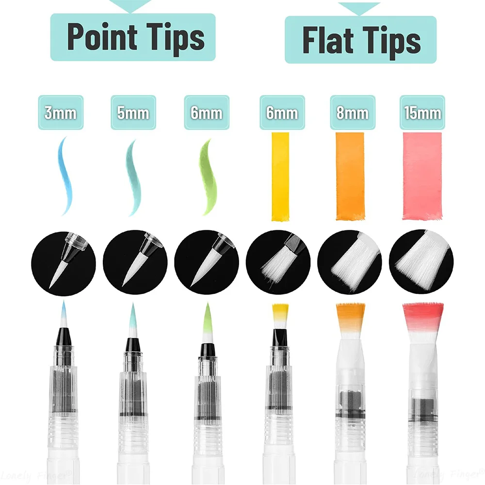 6 18PCS Watercolor Brush Pens Set Super Easy to Use and Fill for Water Soluble Colored Pencil Aqua Brush Pen Gift Ideas