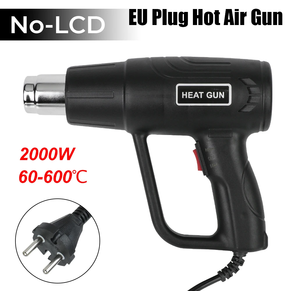 

Power Tool Heat Gun Variable Temperature Hair Dryer 60-600℃ Soldering Wrap Blower Heater NO LCD Electric Hot Air Gun 2000W 50HZ