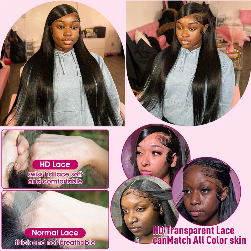 250% Density 100% Brazilian Human Hair Straight Wig - 13x4/5x5 HD Lace Front Glueless Pre-Plucked With Baby Hair Full Edges Ear