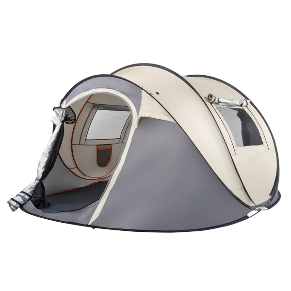  卡其色 船型速开 露营帐篷 纤维杆 涤纶布 280*100*120cm N001-21