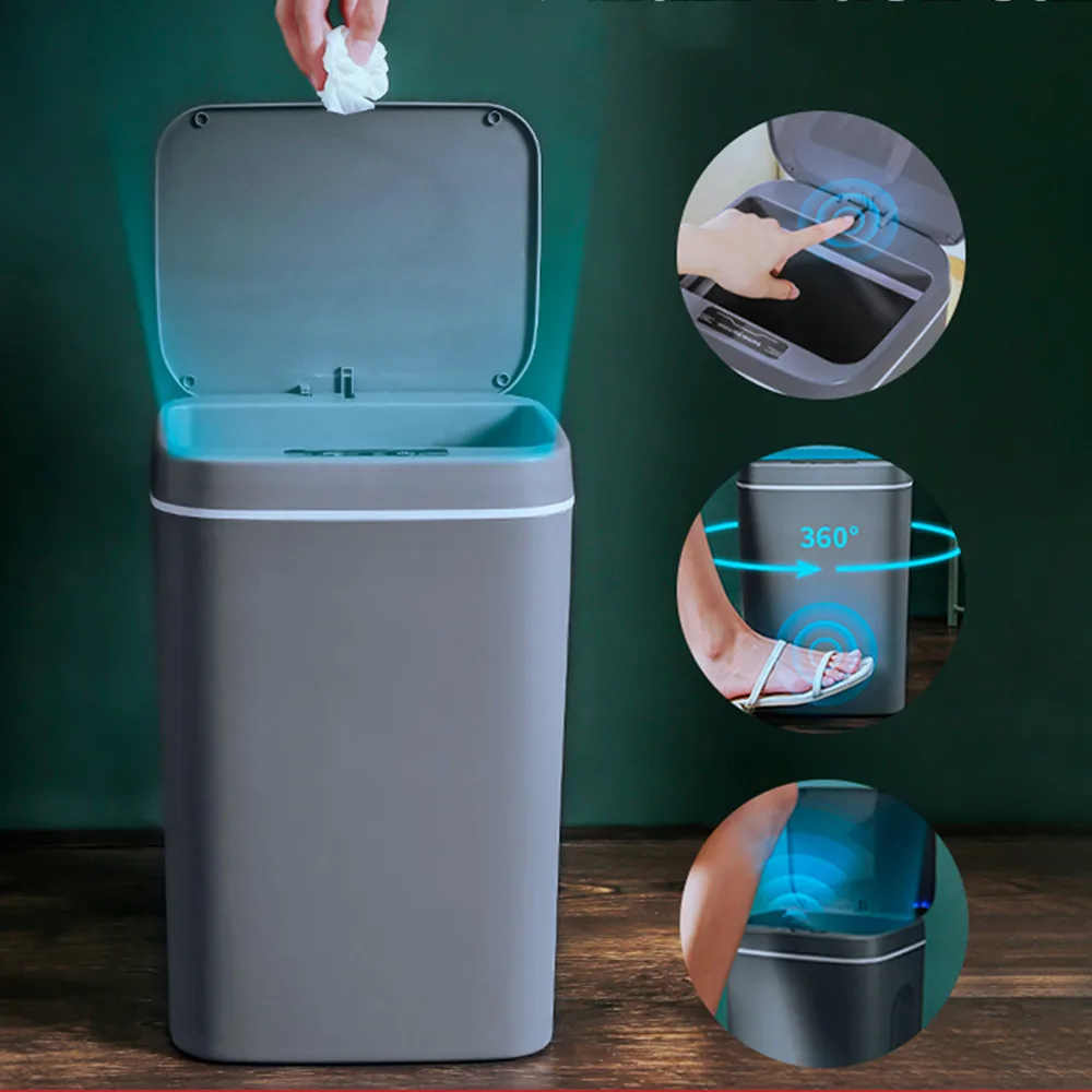 

16L Smart Trash Can Sensor Dustbin Bathroom Garbage Toilet Intelligent Waste Bin Kitchen Recycling Basket for Rubbish Bucket