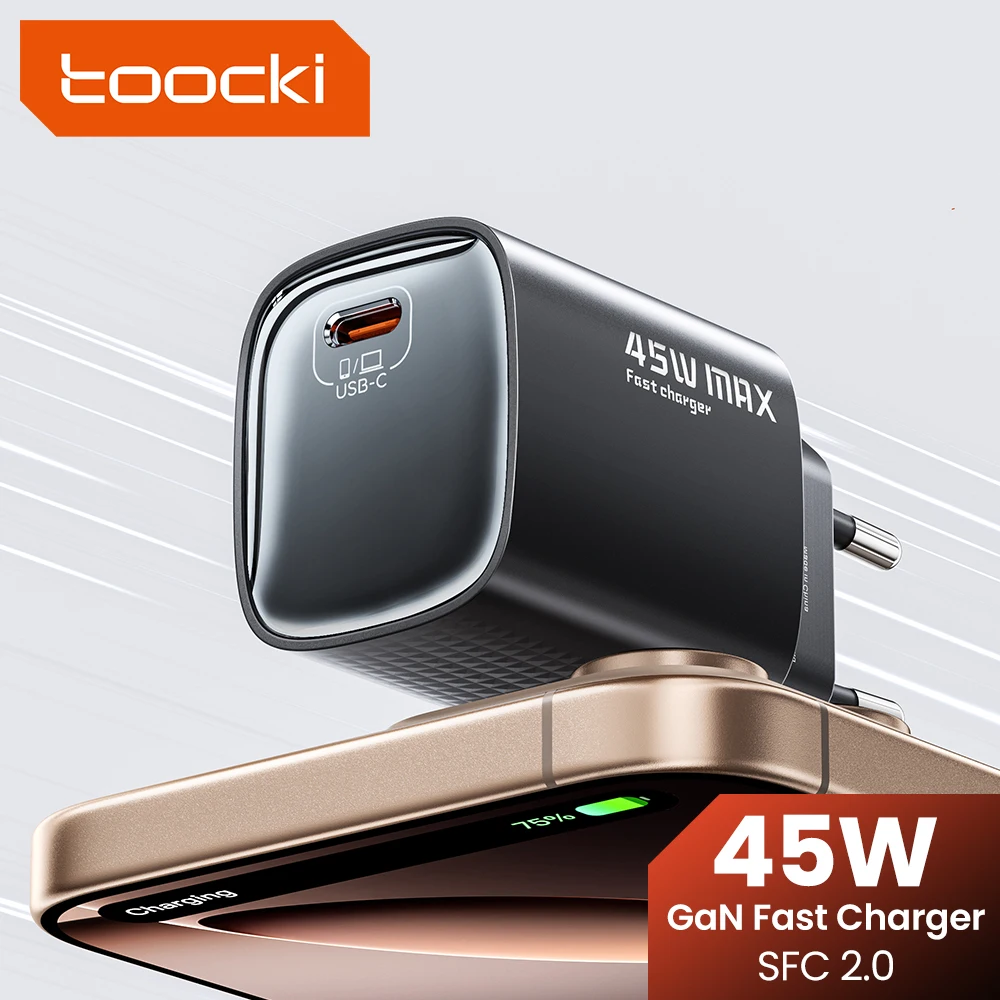 Toocki 45W GaN USB Charger PD QC3.0 Quick Charge PPS Type C Phone Charger For Samsung S25 S24 Ultra iPhone 17 16 15 Pro Max iPad