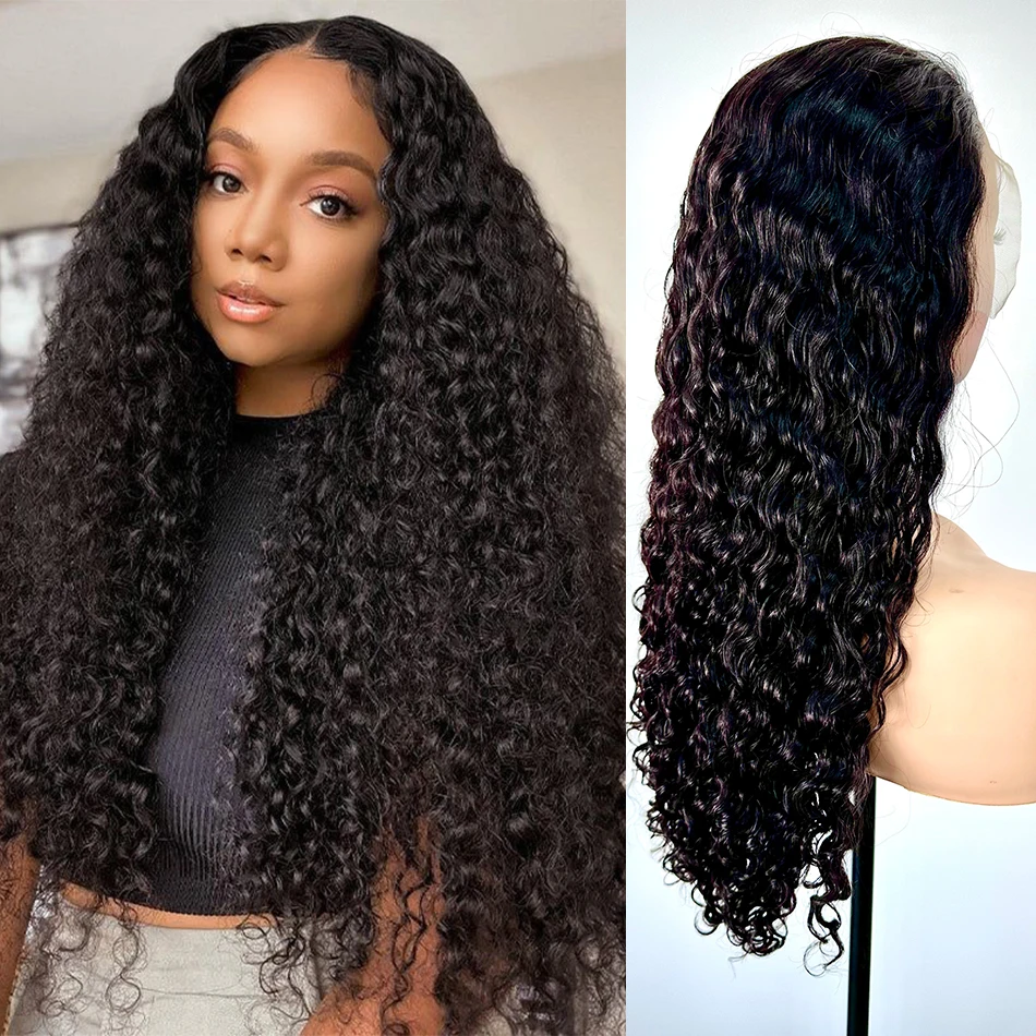 Parrucche Frontali HD in Pizzo 13x4 con Capelli Umani al 100% Effetto Bagnato e Ondulato, Densità 250, Onde Profonde, Pronte all'Uso, con Cordoncino - immagine 3