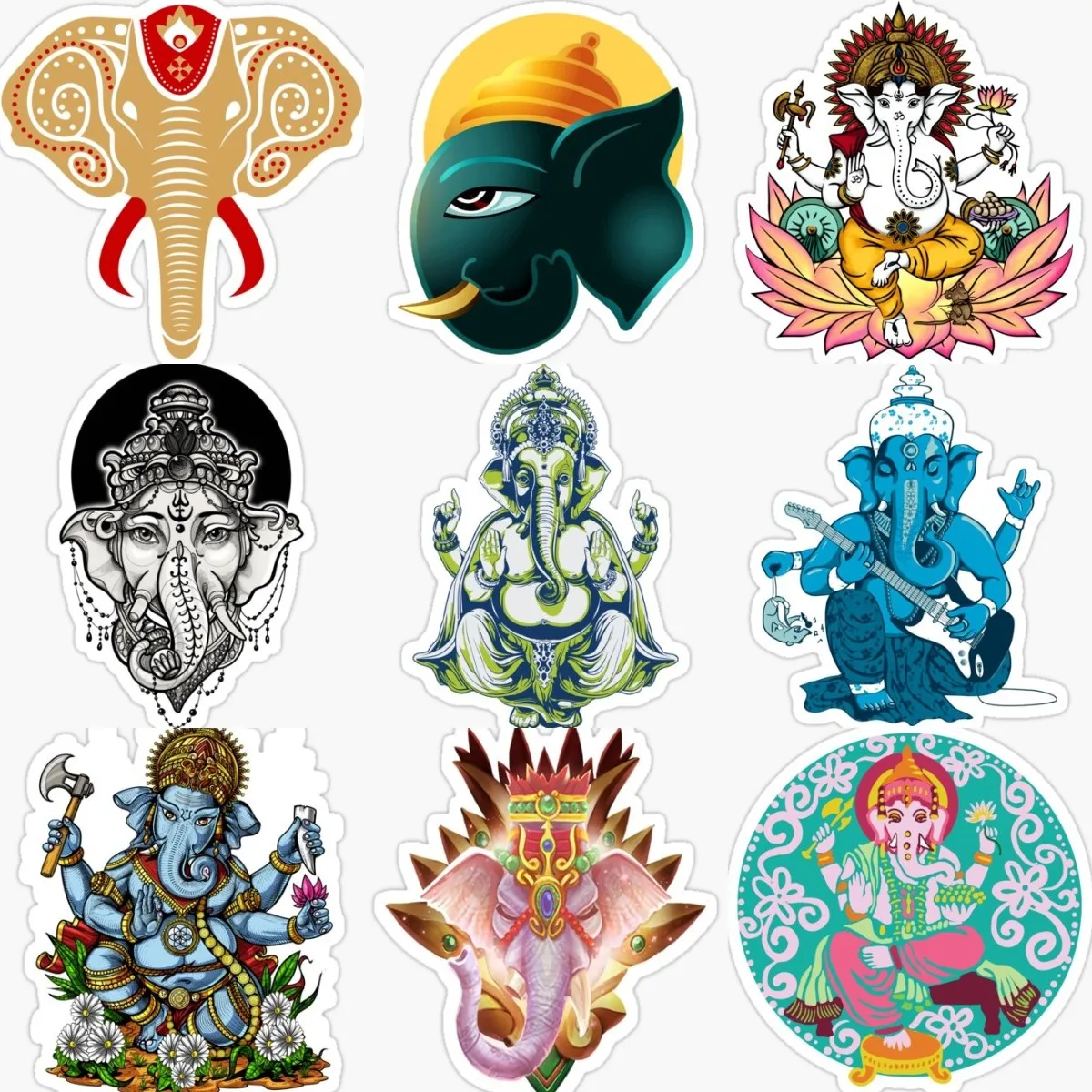 

Indian Ganesha Elephant God Sticker Car Bumper Motorcycle Laptop Truck Window Bicycle Van Glass Camper Wall Room Door Decal PVC