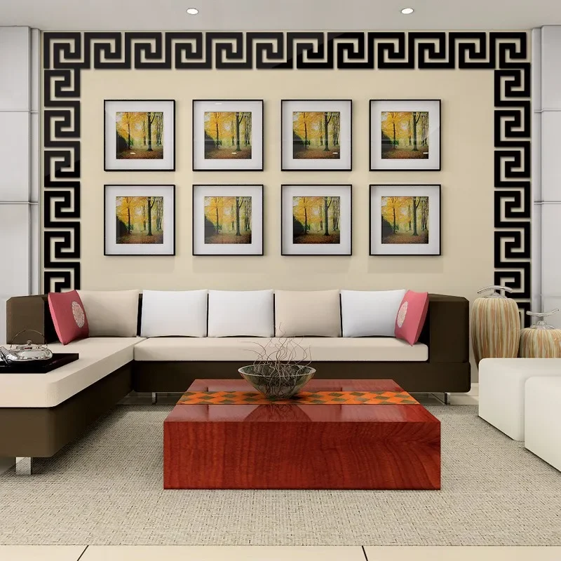 10Pc Furniture Decoration Acrylic with Adhesive Wall Decor Office Sticker Mirror for Living Room Bedroom Edge Strip Corner Line