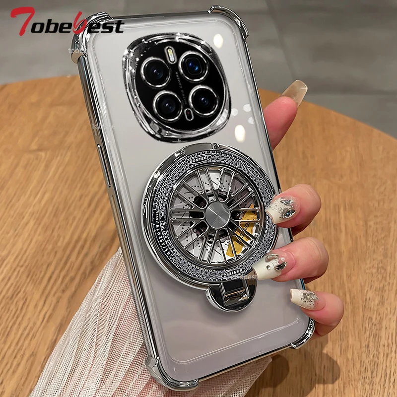Clear Shockproof Plating Gyro Phone Holder Case