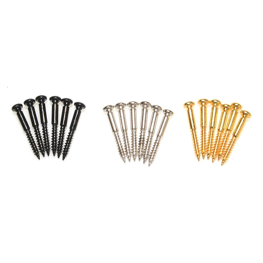 Ein Satz mit 6 Gutiar Tremolo-Stegschrauben für E-Gitarre im PRS-Stil, Edelstahl, 32 x 3,5 mm, Schwarz, Gold, Chrom