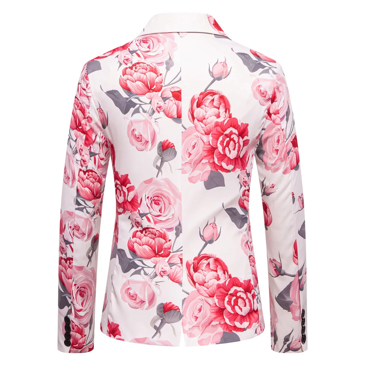 Men's Blazer Suit for 2025 Spring and Autumn Newest Rose Print Party Nightclub Suit Stage Performance Men Clothing - 6