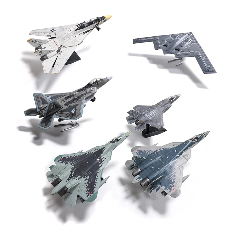 Blocs de construction de la série militaire créative, bricolage F14, chasseur supersonique polyvalent F-22 SU-57 B2, modèle de bombardier, jouets pour enfants, cadeaux