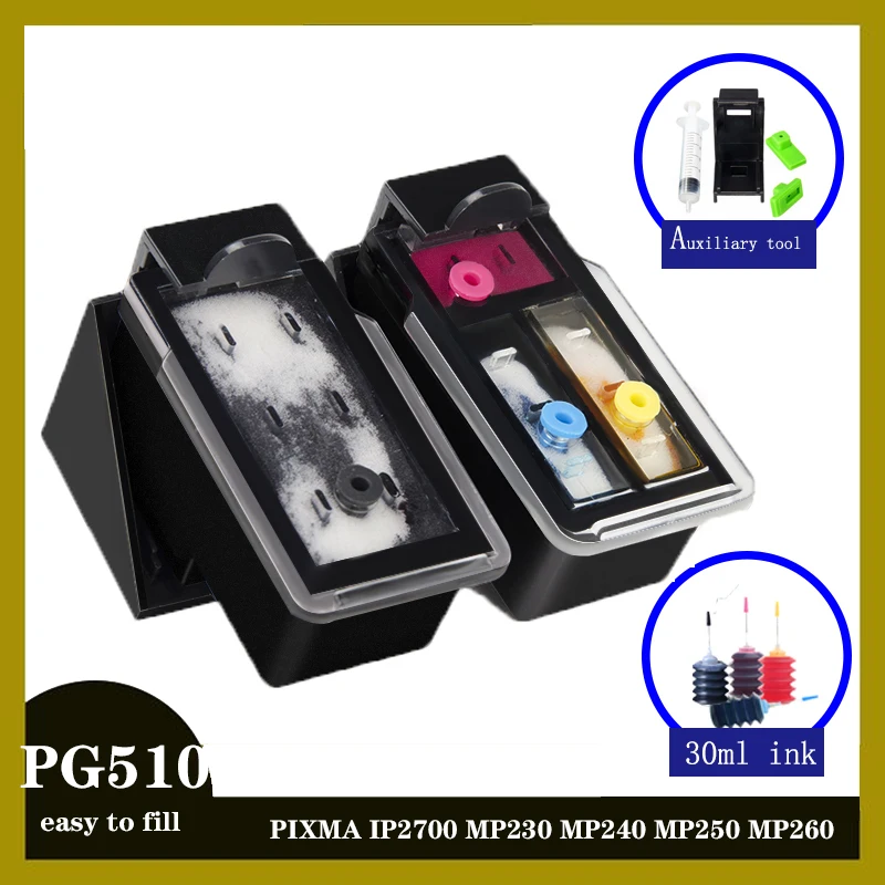 Cartuchos De Tinta Recargables CL-511 XL - 2 Unidades, Compatibles Con Impresoras Canon PIXMA, MP, MX Serie