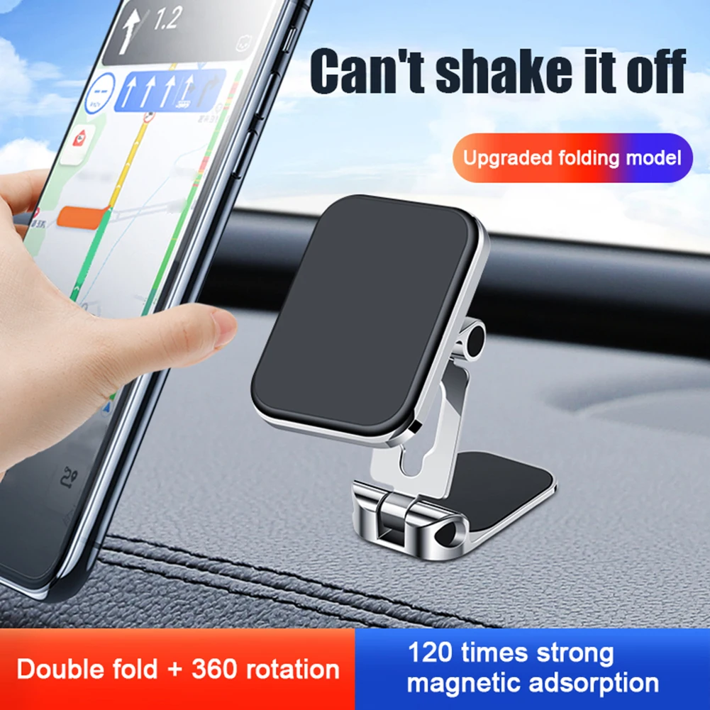 Magnetische Auto Telefon Halter Doppel Falten 360 Drehbare GPS Handy Halterung  Auto Handy Unterstützung - AliExpress