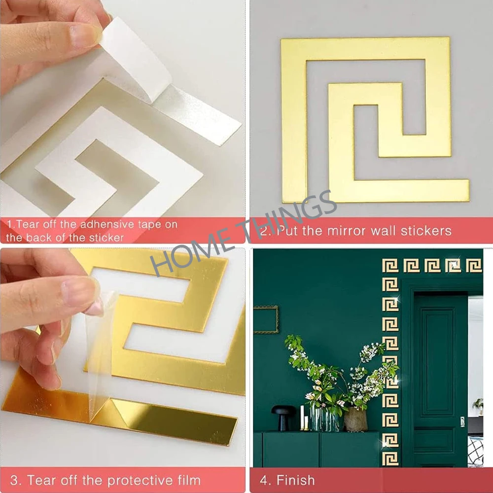 10pcs acrylic self adhesive wall decor sticker mirror for bedroom edge strip corner line building border home office decor wall sticker