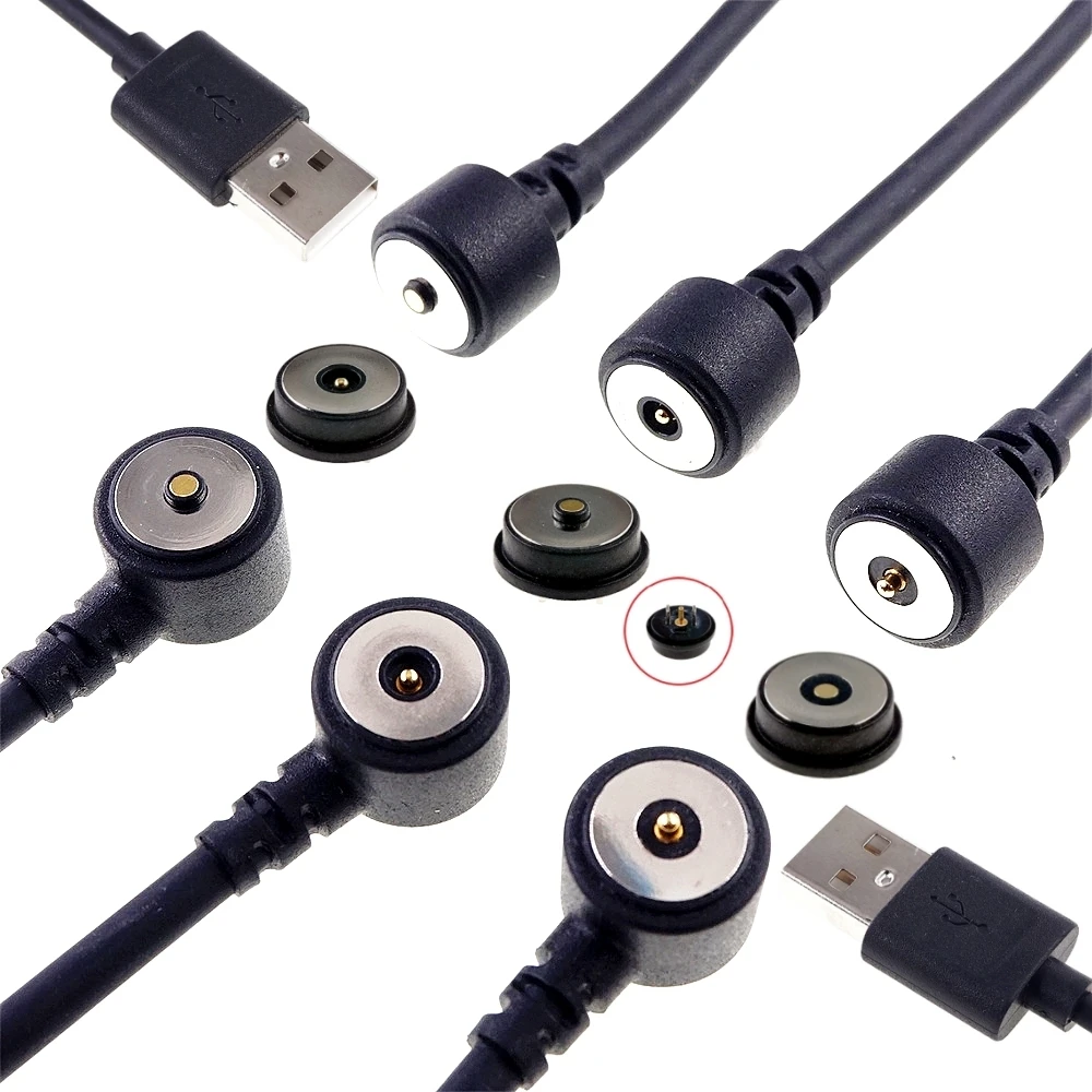 1 3 5 20 Pcs 2 Wires Open DC Magnet Spring-Loaded Pogo Pin Connector Fast Charging Magnetic Cable 12V 3A Power Cord 1.0 Meter