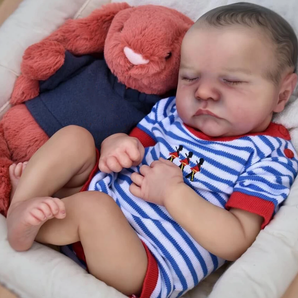 

19inch Already Painted Finished Bebe Reborn Levi Baby Doll Full Body Silicone Vinyl Newborn 3D Skin Visible Veins Collectible