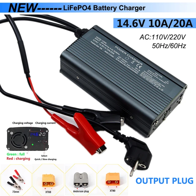 4S 14.6V 10A 20A Lifepo4 Lithium iron phosphate Battery Charger For 12.8V  12V power supply Fast Charger with Fan XT90 Anderson - AliExpress