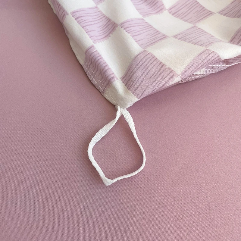 Plaid Pattern Pure Cotton Bedding Set Duvet Cover Pillowcase Flat/Fitted Bed Sheet Set Comforter Cover Bed Linens Set Queen King 6