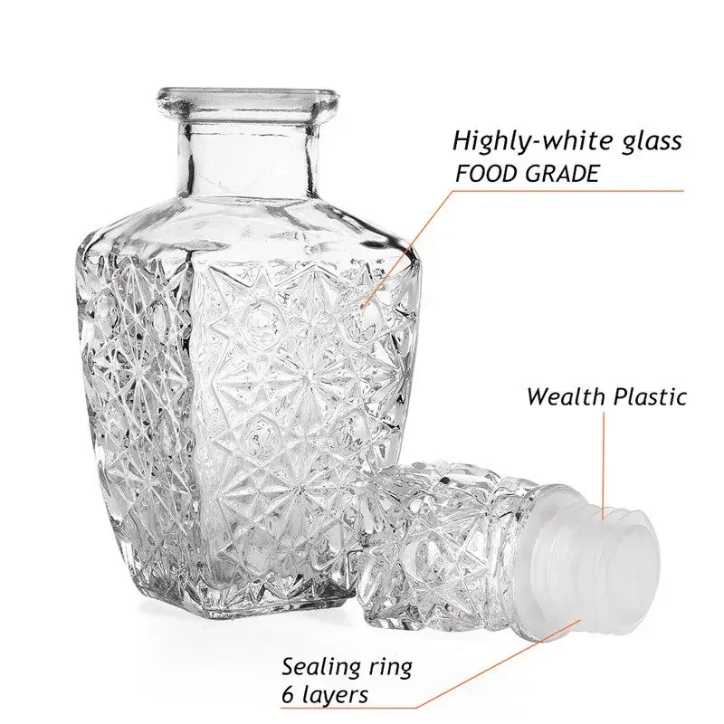1Pcs 200ML/500ML/850ML Crystal Whiskey Wine Shot Glass Bottle + Cap Stopper Drinking Bar Decanter