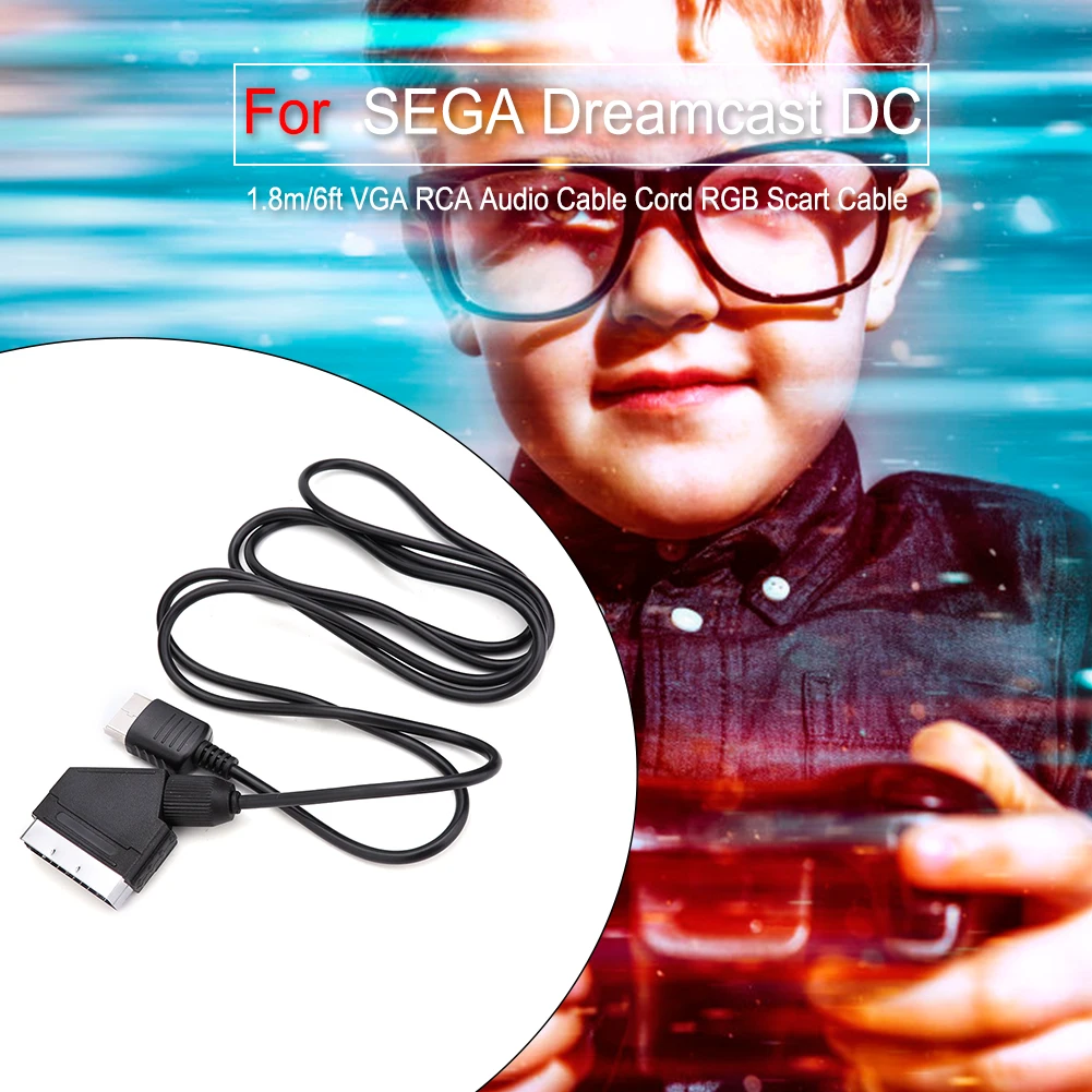 VGA RCA 오디오 케이블 코드 교체 TV AV 리드 RGB Scart 케이블 SEGA Dreamcast DC용 이미지 선명도 개선
