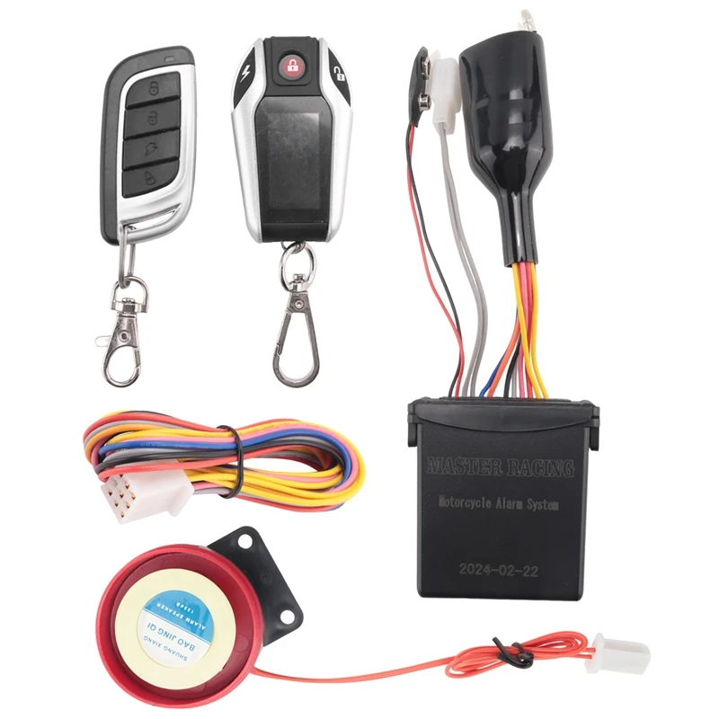 

LCD Motorcycle Alarm Auto Lock/Unlock Security System Two Anti-Theft Alarms Keyless Engine Start