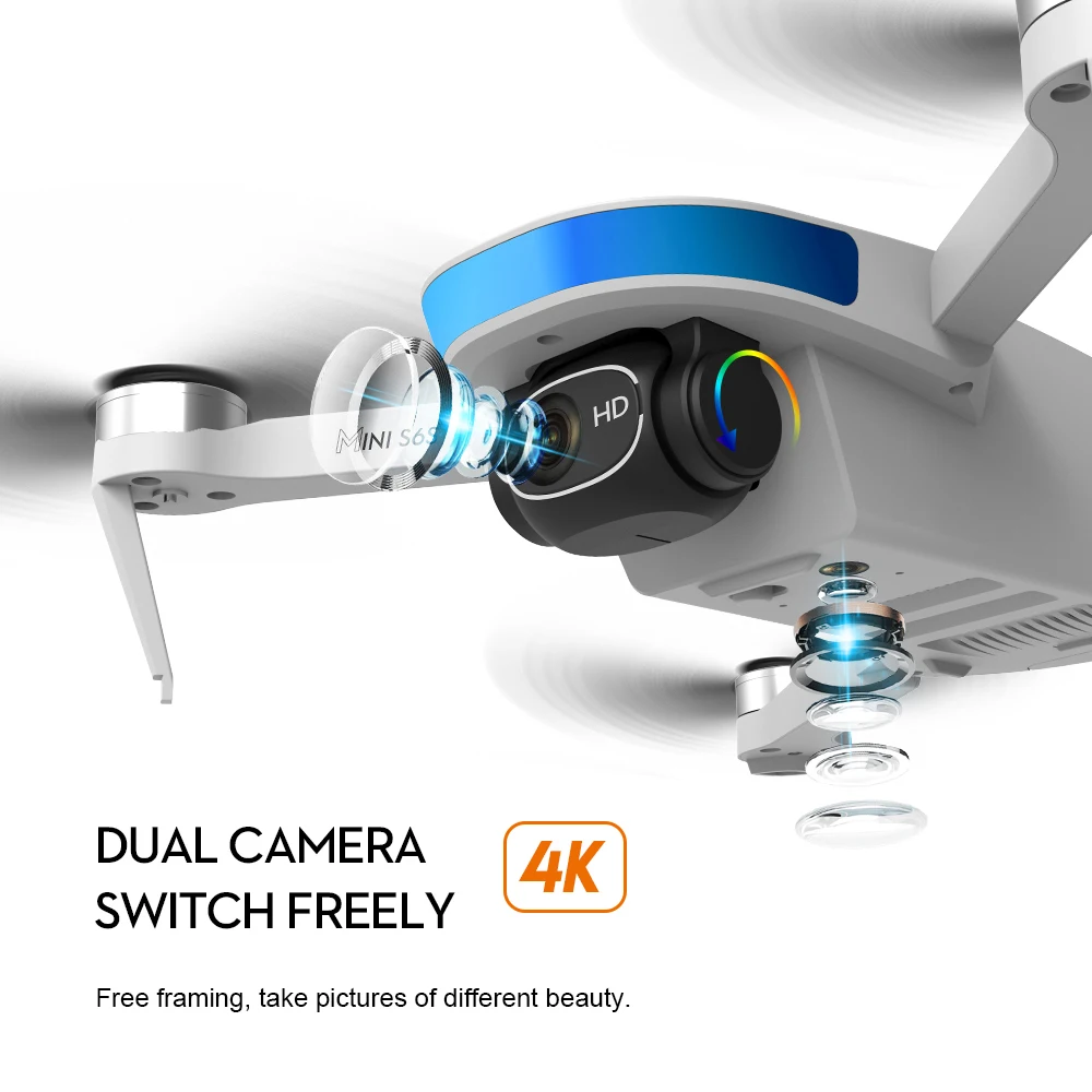EBOYU S6S MINI GPS RC Drone Brushles Motor 5G WIFI FPV Drone 4K HD Cam 25mins Flight Time Foldable RC Drone Quadcopter Toy RTF 2