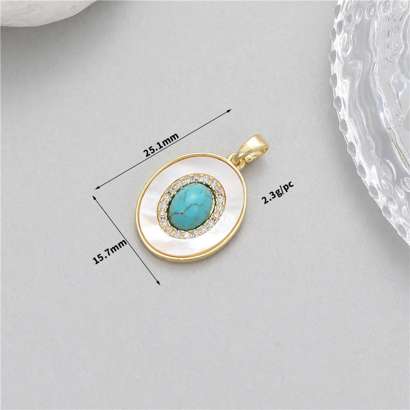 Stylish Chic Elegant 14K Gold Plated Turquoise Zircon Pendant Handmade DIY Jewelry Accessories 5