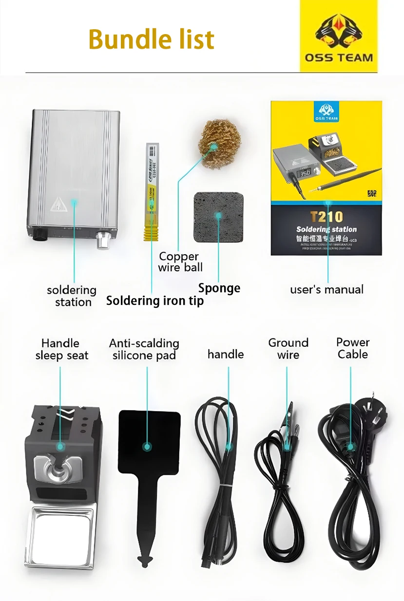 T210 Solder Station 75W Digital display Constant temperature 2S Melting tin  for